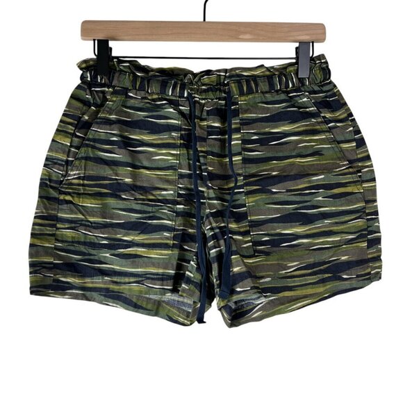 Madewell Pants - Madewell Green Camo Printed Lightweight Cotton Pull On Shorts